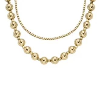 Collier à perles en acier inoxydable doré