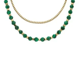 Collier à perles en malachite verte reconstituée All Stacked Up