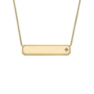 Collier Sadie en acier inoxydable doré avec plaque d&rsquo;identité
