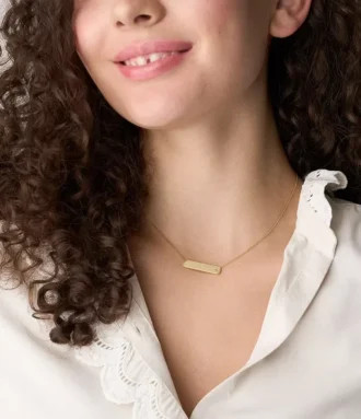 Collier Sadie en acier inoxydable doré avec plaque d&rsquo;identité