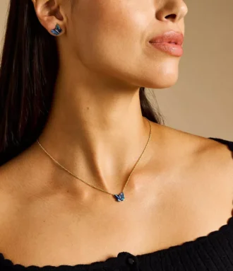 Collier Sutton avec pendentif papillon multicolore en abalone