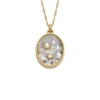 Collier Sutton Shaky Glitz avec pendentif lune et étoile en acier inoxydable doré