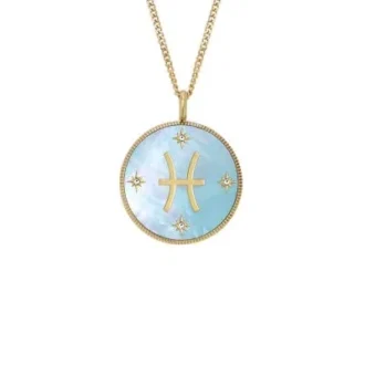 Collier Sutton Zodiac en acier inoxydable doré avec pendentif en nacre verte
