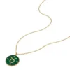 Collier Taurus Sutton Zodiac en acier inoxydable doré avec pendentif en malachite verte Collier Taurus Sutton Zodiac en acier inoxydable doré avec pendentif en malachite verte