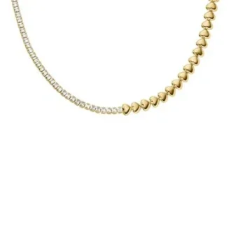 Collier tennis Sutton Love-All en laiton doré avec maillons en forme de cœur