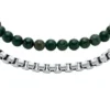 Ensemble cadeau bracelet en acier inoxydable et agate verte