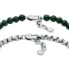 Ensemble cadeau bracelet en acier inoxydable et agate verte