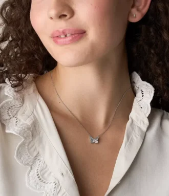 Ensemble cadeau collier et boucles d&rsquo;oreilles papillon en acier inoxydable Sutton