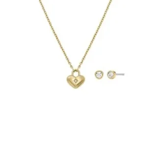 Ensemble cadeau collier et boucles d&rsquo;oreilles Sadie en acier inoxydable doré