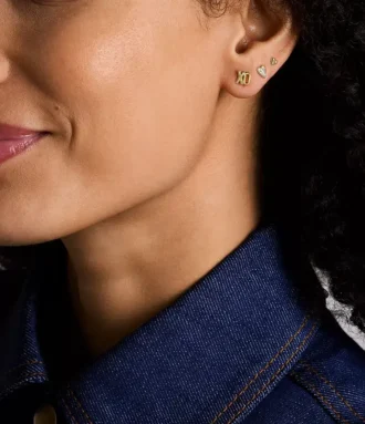 Ensemble de boucles d&rsquo;oreilles Sutton All Stacked Up en laiton doré en forme de cœur