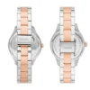 Ensemble de montres multifonctions bicolores en acier inoxydable pour homme et femme