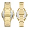 Ensemble de montres multifonctions en acier inoxydable doré pour homme et femme