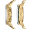 Ensemble de montres multifonctions en acier inoxydable doré pour homme et femme