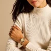 Ensemble montre et bracelet Carlie à trois aiguilles en acier inoxydable doré