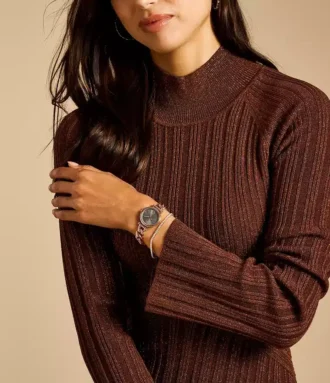 Ensemble montre et bracelet Carlie à trois aiguilles en acier inoxydable doré rose