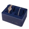 Ensemble montre et bracelet Carlie à trois aiguilles en acier inoxydable doré rose