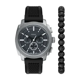 Ensemble montre et bracelet chronographe noir en silicone Machine