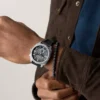 Ensemble montre et bracelet chronographe noir en silicone Machine