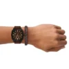 Ensemble montre et bracelet en cuir marron avec chronographe Machine