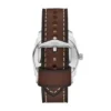 Ensemble montre et bracelet en cuir marron à trois aiguilles et dateur Machine