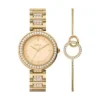 Ensemble montre et bracelet Karli à trois aiguilles doré