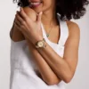 Ensemble montre et bracelet Karli à trois aiguilles doré