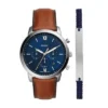 Ensemble montre et bracelet Neutra Chronograph en cuir de maroquinerie
