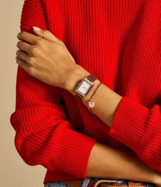 Ensemble montre et bracelet Raquel à trois aiguilles avec date, cuir marron moyen