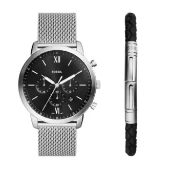 Ensemble Neutra Chronograph avec montre à mailles en acier inoxydable et bracelet