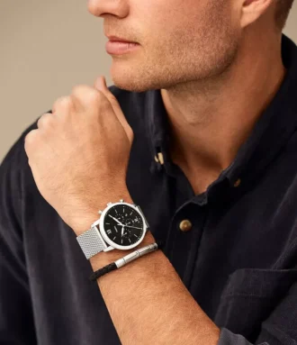 Ensemble Neutra Chronograph avec montre à mailles en acier inoxydable et bracelet