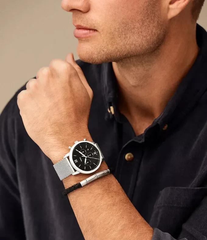 Ensemble Neutra Chronograph avec montre à mailles en acier inoxydable et bracelet