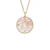 Libra Sutton Zodiac Collier pendentif en acier inoxydable doré et nacre rose