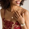 Libra Sutton Zodiac Collier pendentif en acier inoxydable doré et nacre rose
