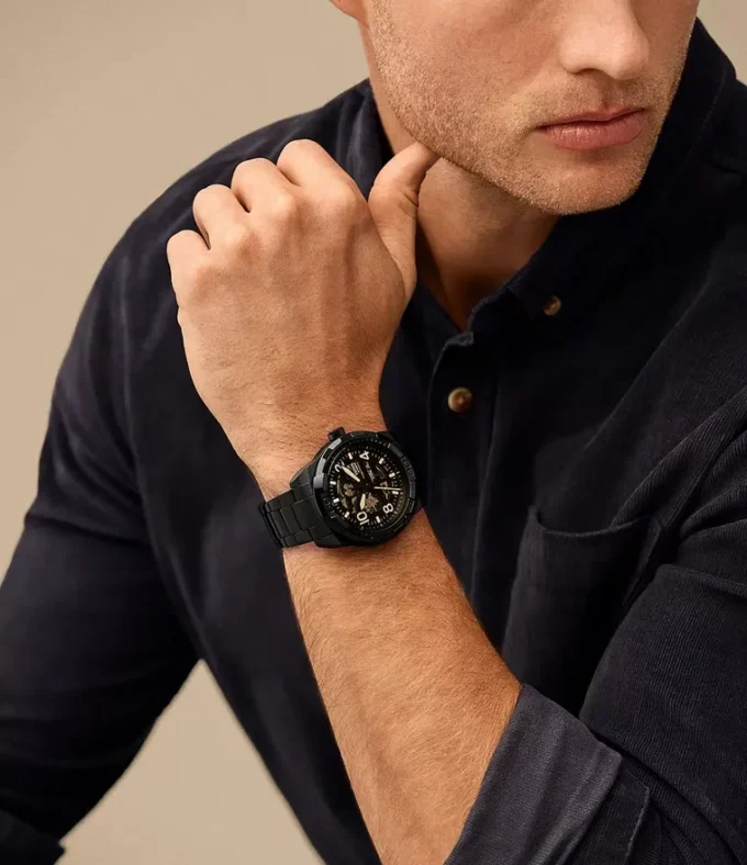 Montre automatique Bronson en acier inoxydable noir