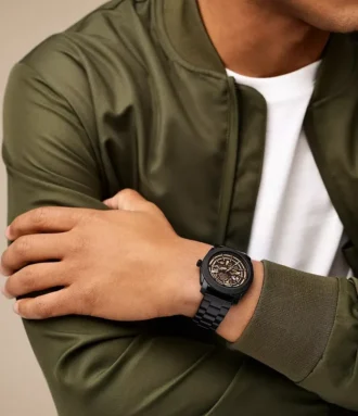 Montre automatique en acier inoxydable noir Montre automatique en acier inoxydable noir