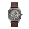 Montre automatique en cuir LiteHide™ marron
