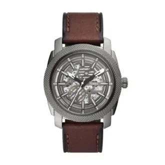 Montre automatique en cuir LiteHide™ marron