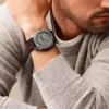 Montre automatique en cuir LiteHide™ marron