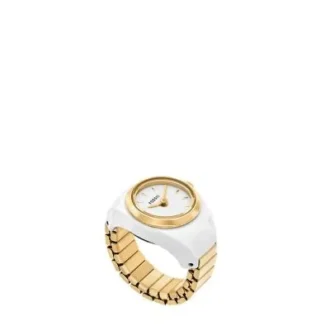 Montre bague à deux aiguilles en acier inoxydable doré