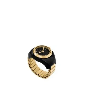Montre bague à deux aiguilles en acier inoxydable doré