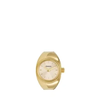 Montre bague à deux aiguilles en acier inoxydable doré