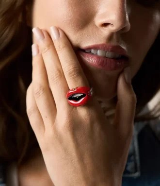 Montre bague à deux aiguilles en acier inoxydable doré