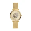 Montre Carlie automatique en acier inoxydable doré avec bracelet maille