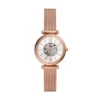 Montre Carlie Mini automatique en acier inoxydable doré rose avec bracelet en maille