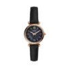 Montre Carlie Mini à trois aiguilles en cuir noir