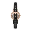 Montre Carlie Mini à trois aiguilles en cuir noir