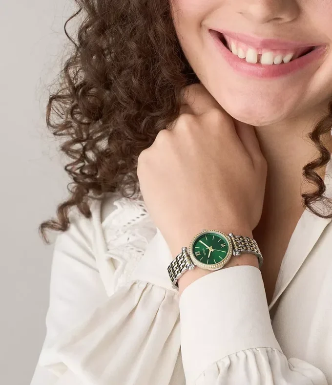 Montre Carlie à trois aiguilles en acier inoxydable bicolore