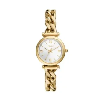 Montre Carlie à trois aiguilles en acier inoxydable doré