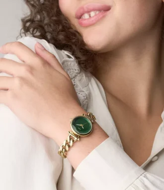 Montre Carlie à trois aiguilles en acier inoxydable doré