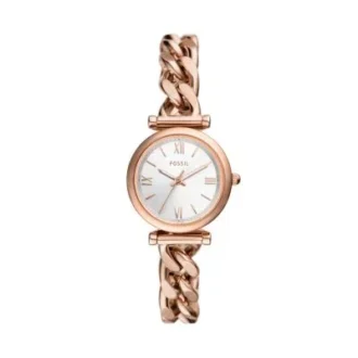 Montre Carlie à trois aiguilles en acier inoxydable doré rose